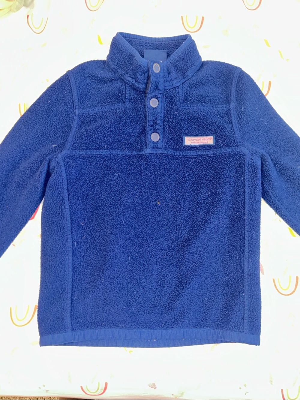Vineyard Vines Kids Royal Blue Sherpa Snap Pullover